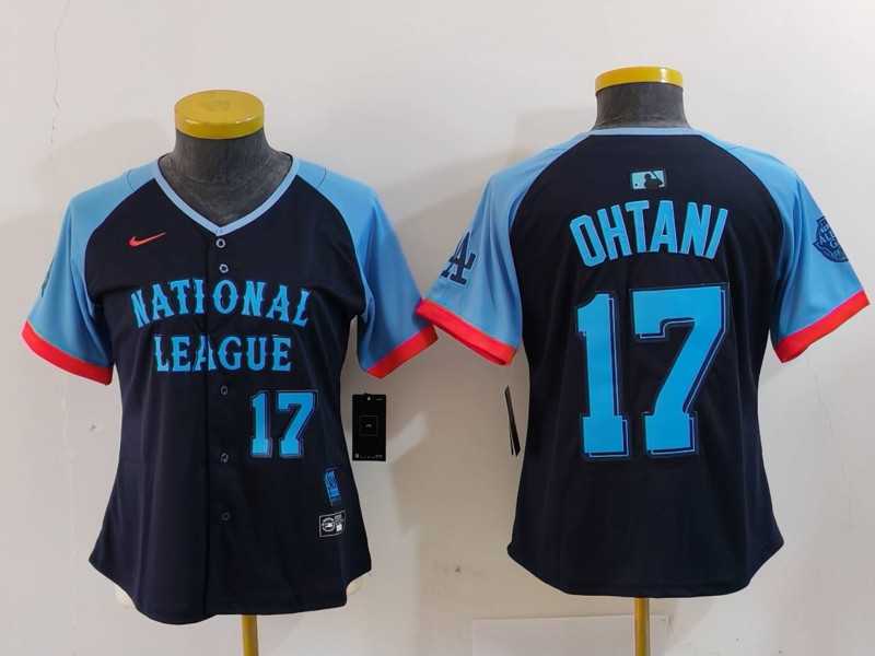 Womens Los Angeles Dodgers #17 Shohei Ohtani Number Navy 2024 All Star Limited Stitched Jersey